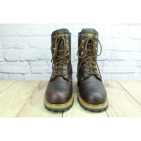 Carolina Elm Brown Leather Lace Up Oil Resistant Steel Toe Work Boots Size 8.5 M - Picture 4 of 9